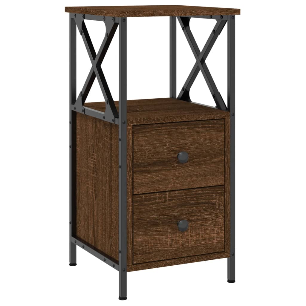 Bedside Cabinet Brown Oak 34x35.5x70 cm Engineered Wood