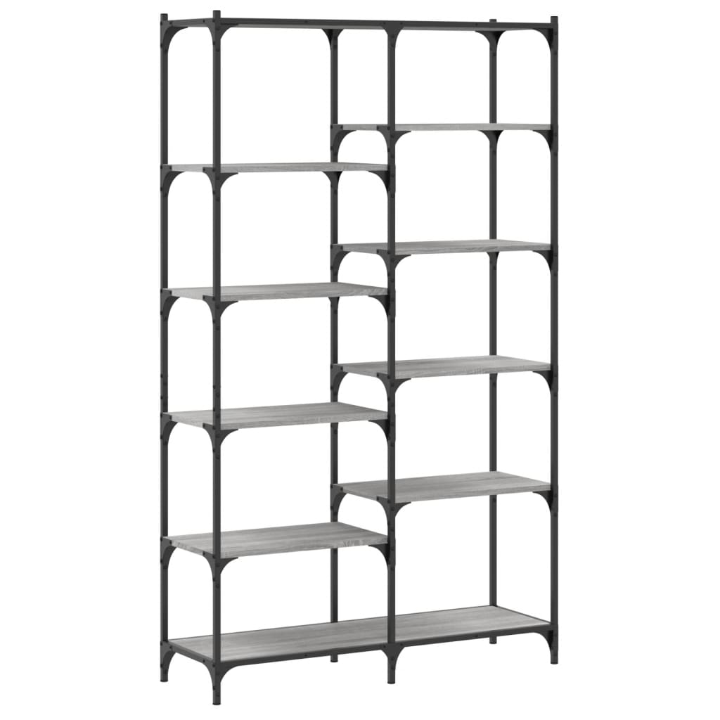 Bookshelf Grey Sonoma 100x32x170 cm Engineered Wood and Iron