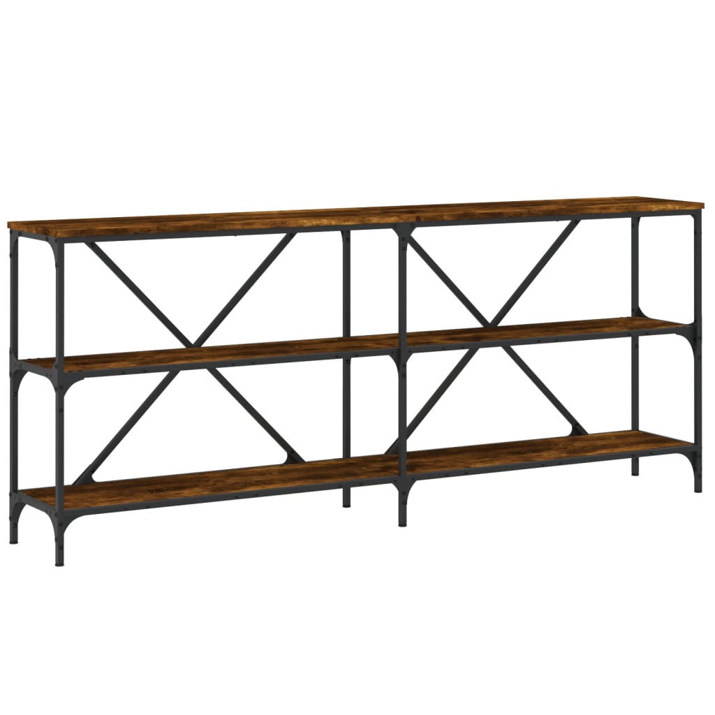 Console Table Smoked Oak 180x30x75 cm Engineered Wood and Iron