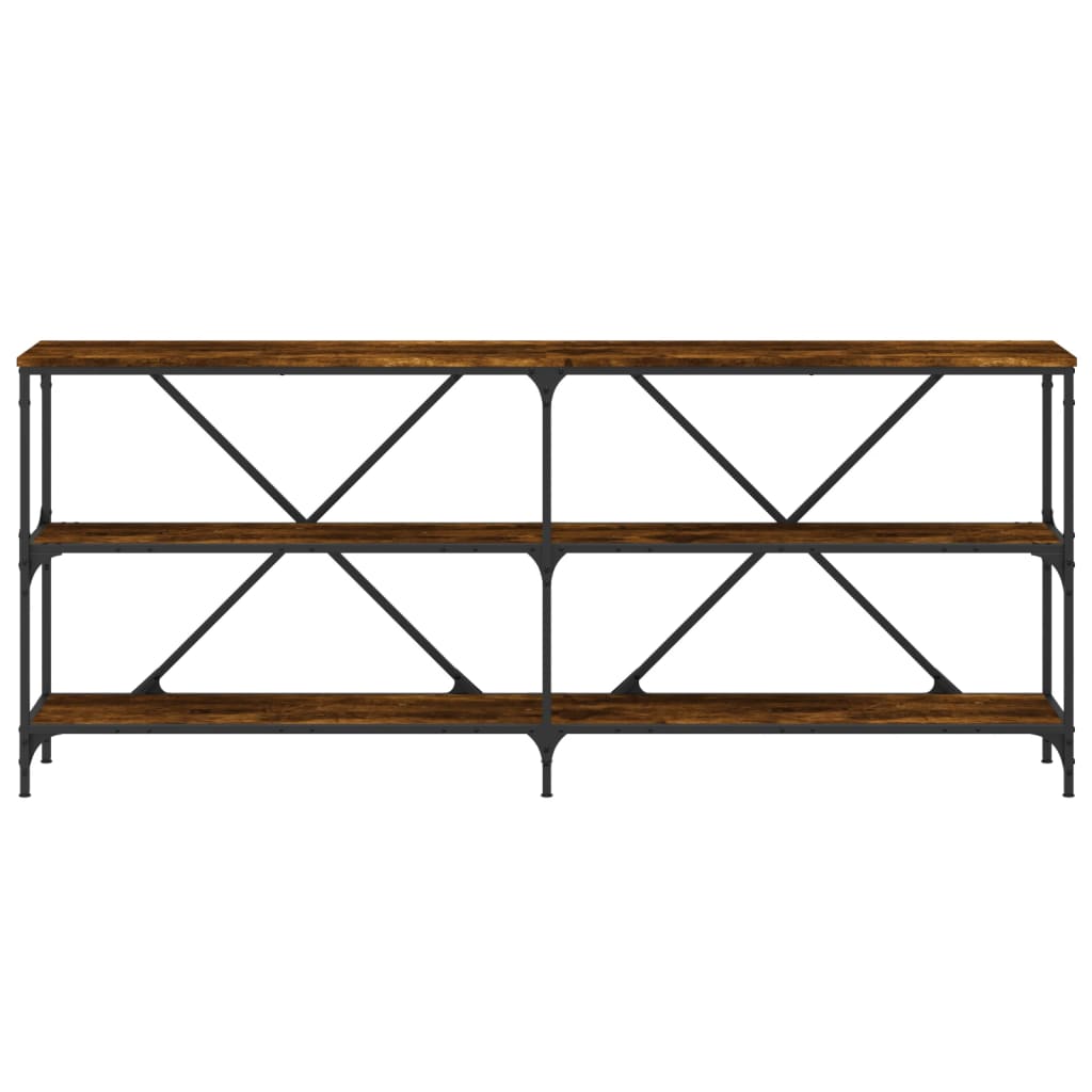 Console Table Smoked Oak 180x30x75 cm Engineered Wood and Iron
