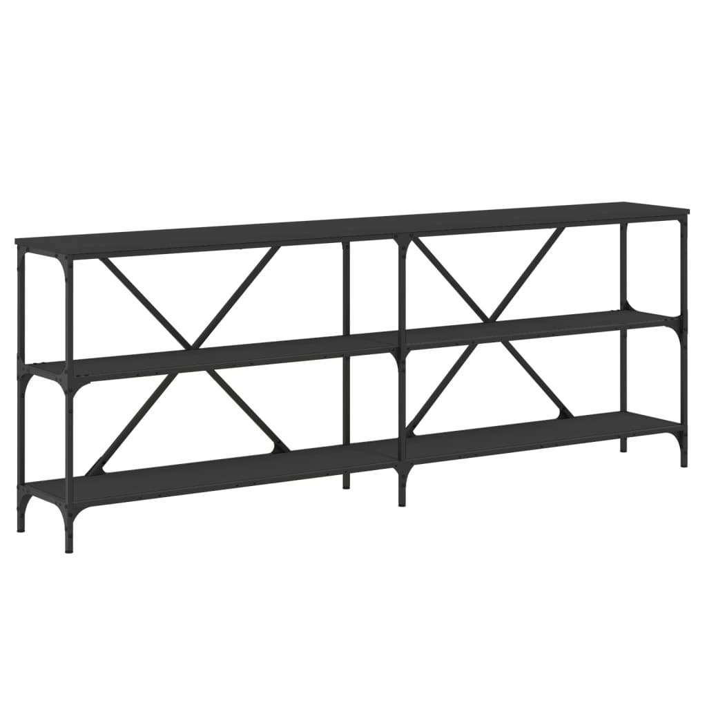 Console Table Black 200x30x75 cm Engineered Wood and Iron