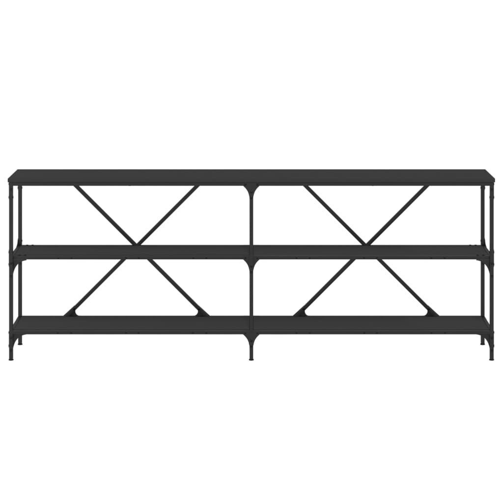 Console Table Black 200x30x75 cm Engineered Wood and Iron