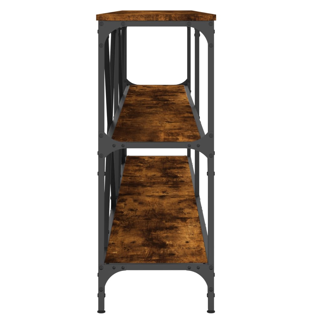 Console Table Smoked Oak 200x30x75 cm Engineered Wood and Iron