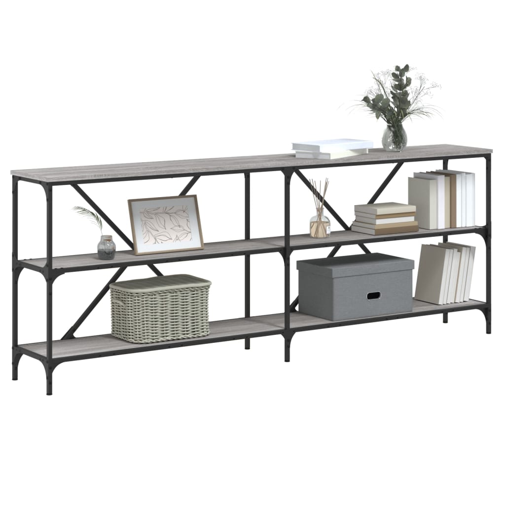 Console Table Grey Sonoma 200x30x75 cm Engineered Wood and Iron