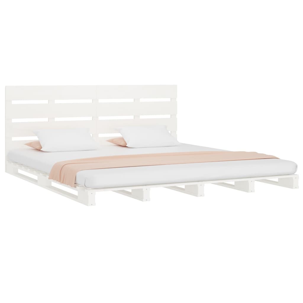 Bed Frame without Mattress White Solid Wood Pine Small Double