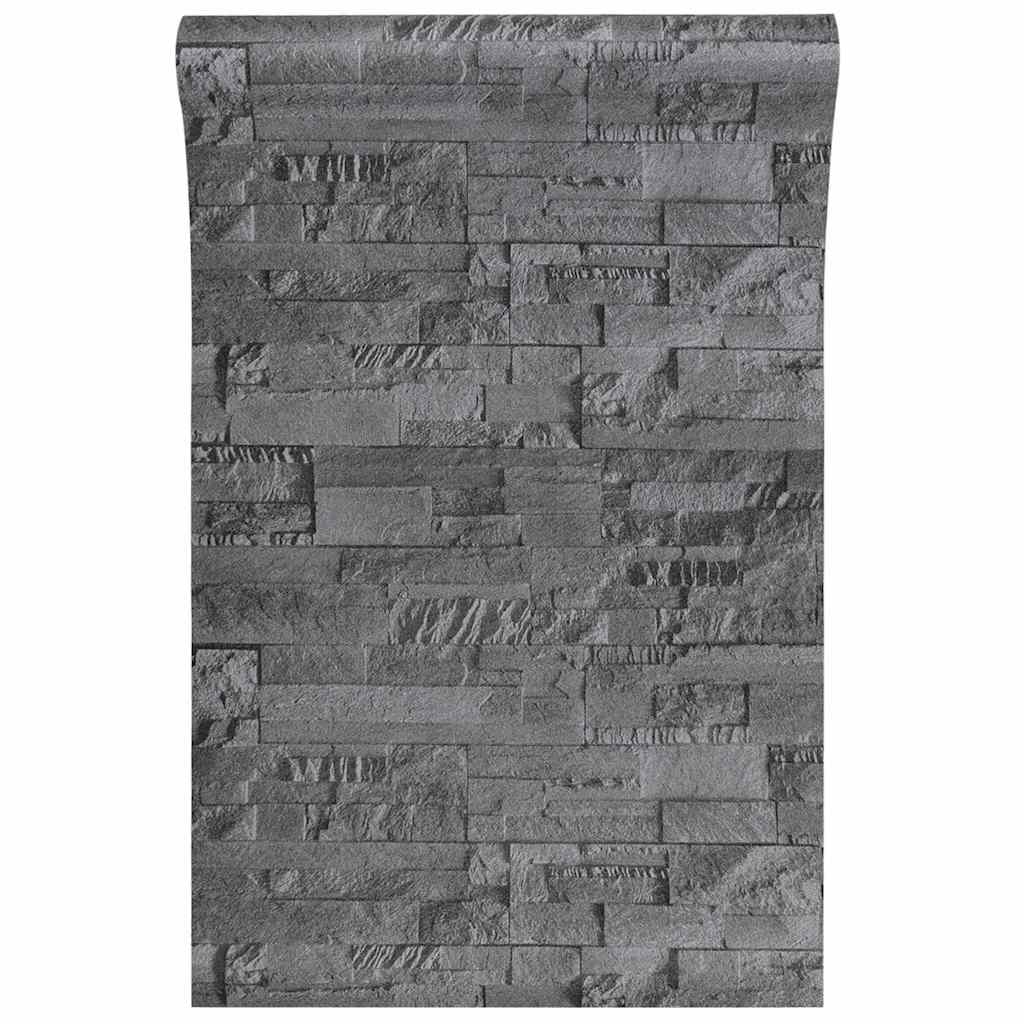 Wallpaper 3D Stone Look Black 10x0.53 m Non-woven