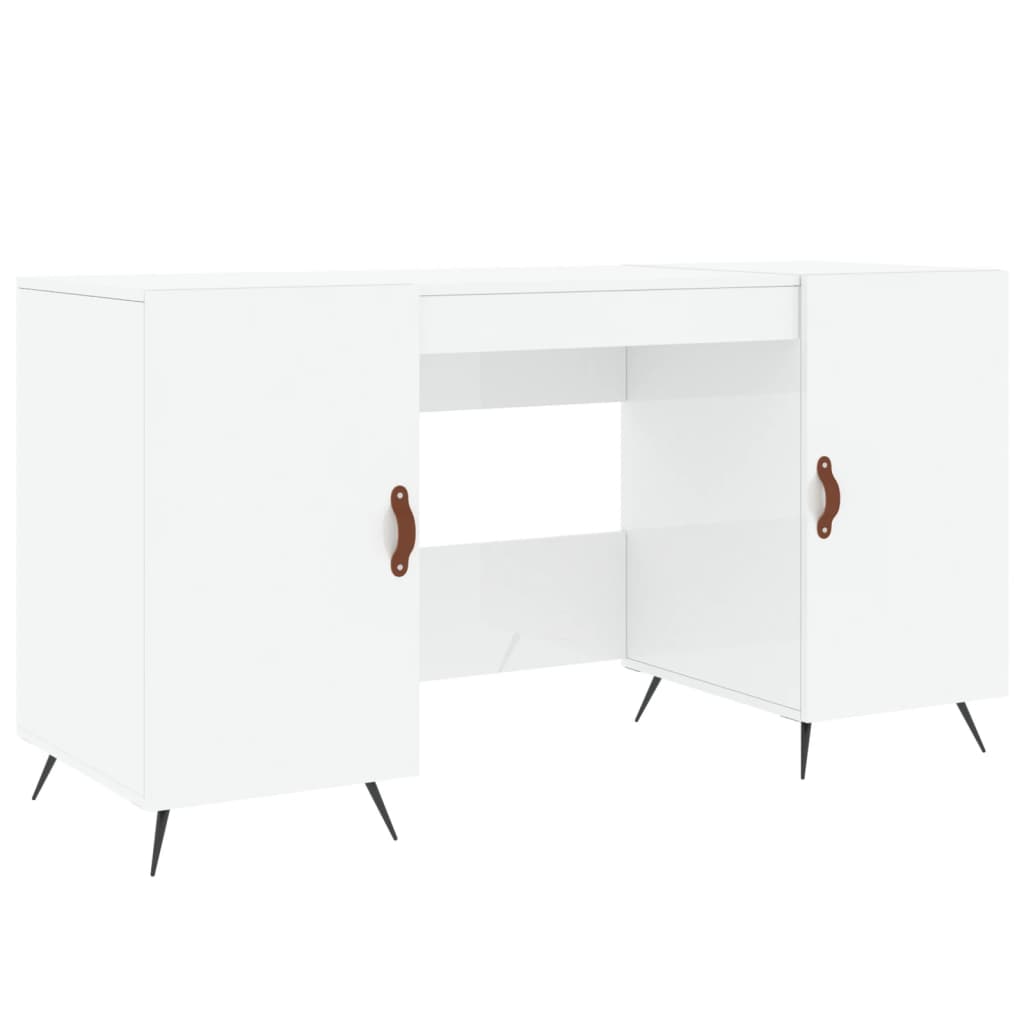 Desk High Gloss White 140x50x75 cm Engineered Wood