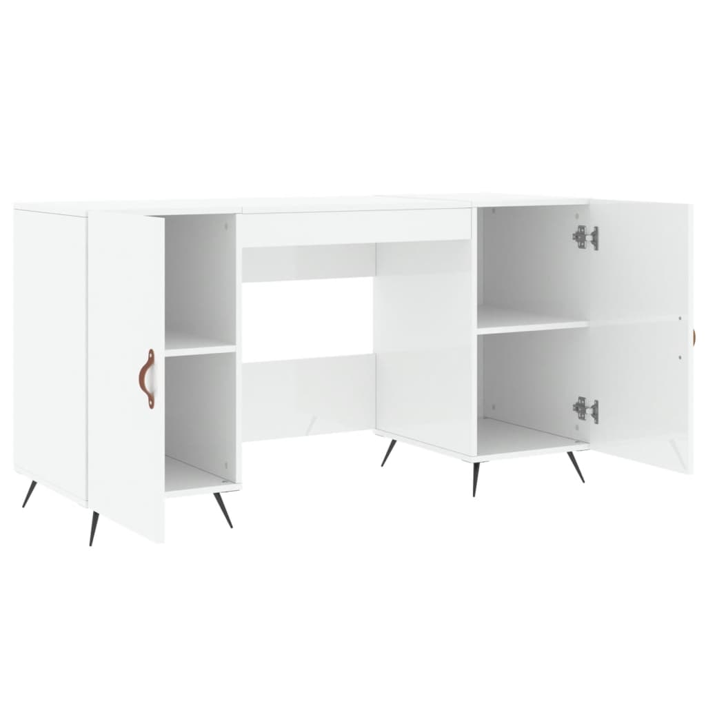 Desk High Gloss White 140x50x75 cm Engineered Wood