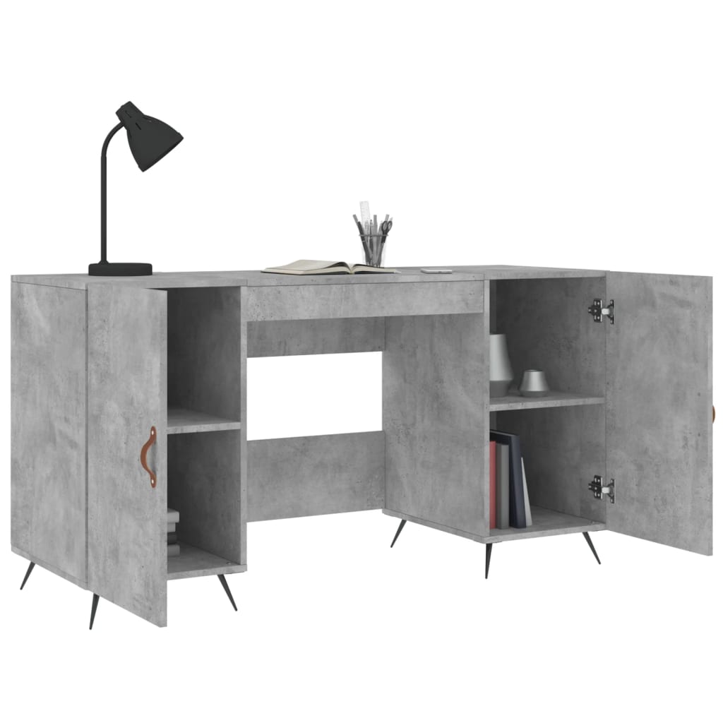 Desk Concrete Grey 140x50x75 cm Engineered Wood