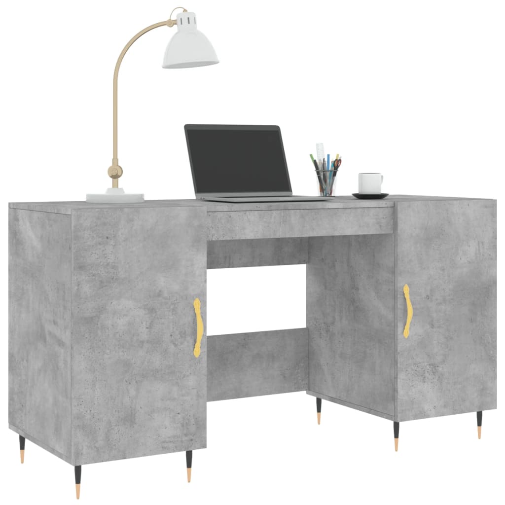 Desk Concrete Grey 140x50x75 cm Engineered Wood