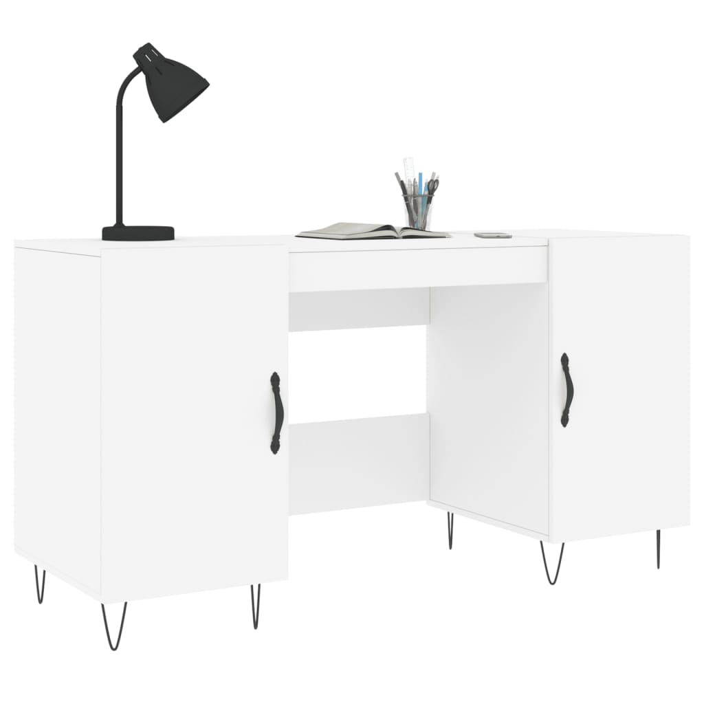Desk White 140x50x75 cm Engineered Wood