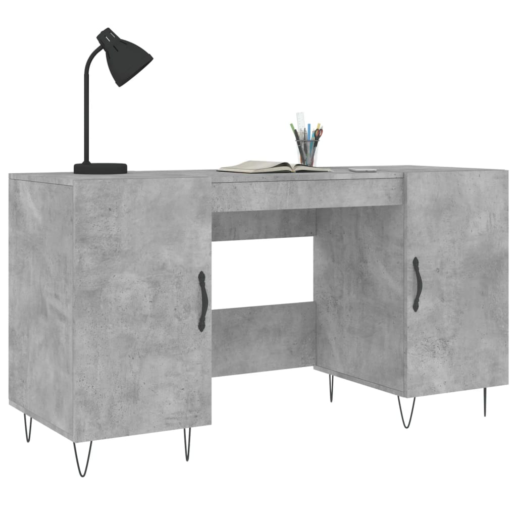 Desk Concrete Grey 140x50x75 cm Engineered Wood