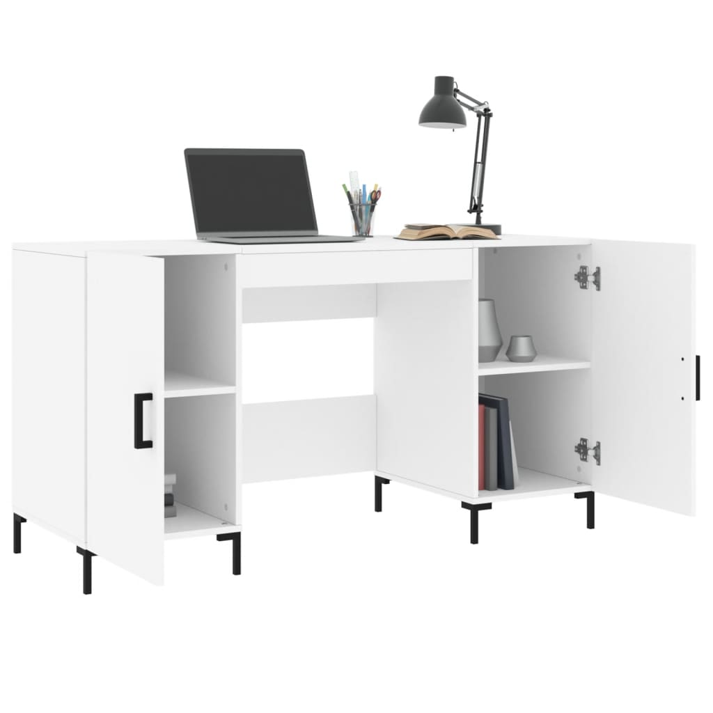 Desk White 140x50x75 cm Engineered Wood