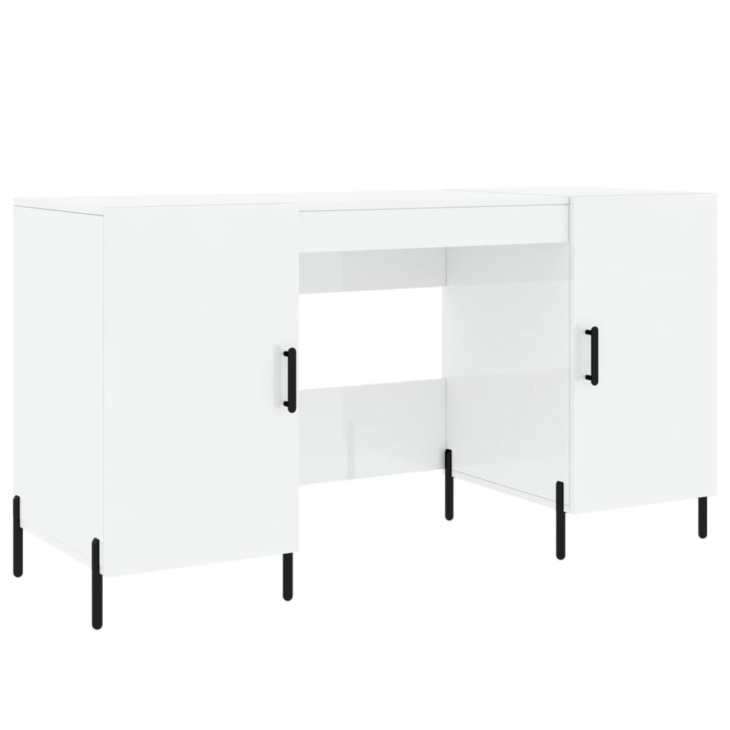 Desk High Gloss White 140x50x75 cm Engineered Wood