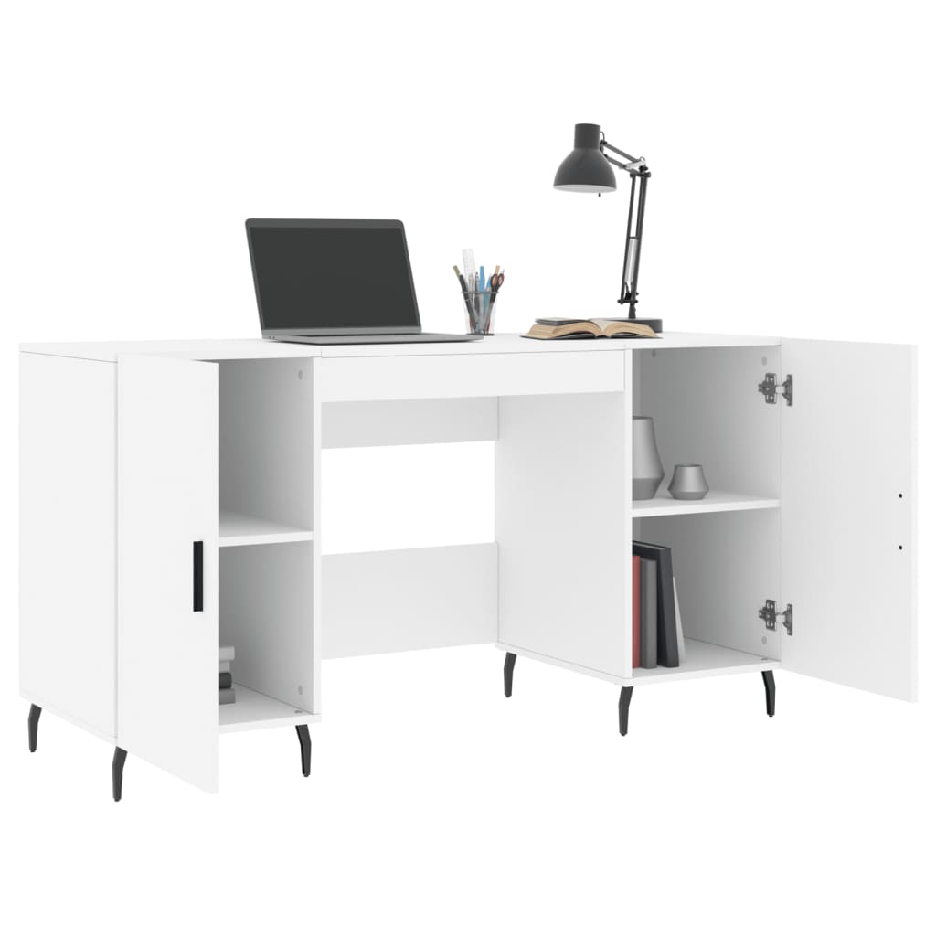 Desk White 140x50x75 cm Engineered Wood