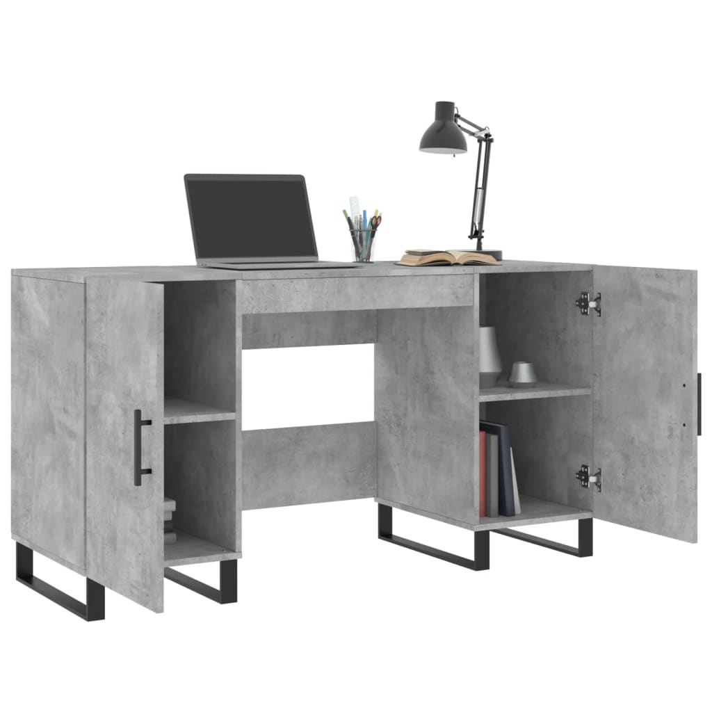 Desk Concrete Grey 140x50x75 cm Engineered Wood