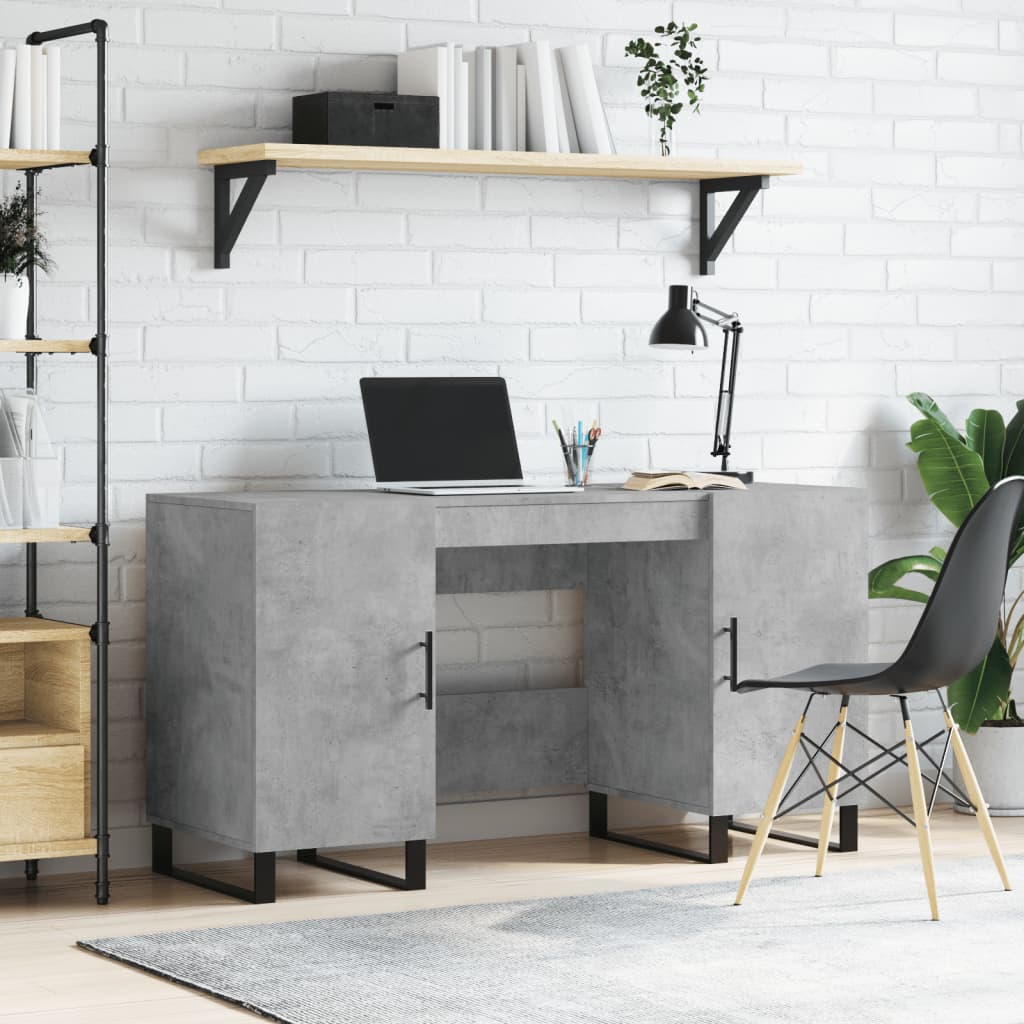 Desk Concrete Grey 140x50x75 cm Engineered Wood
