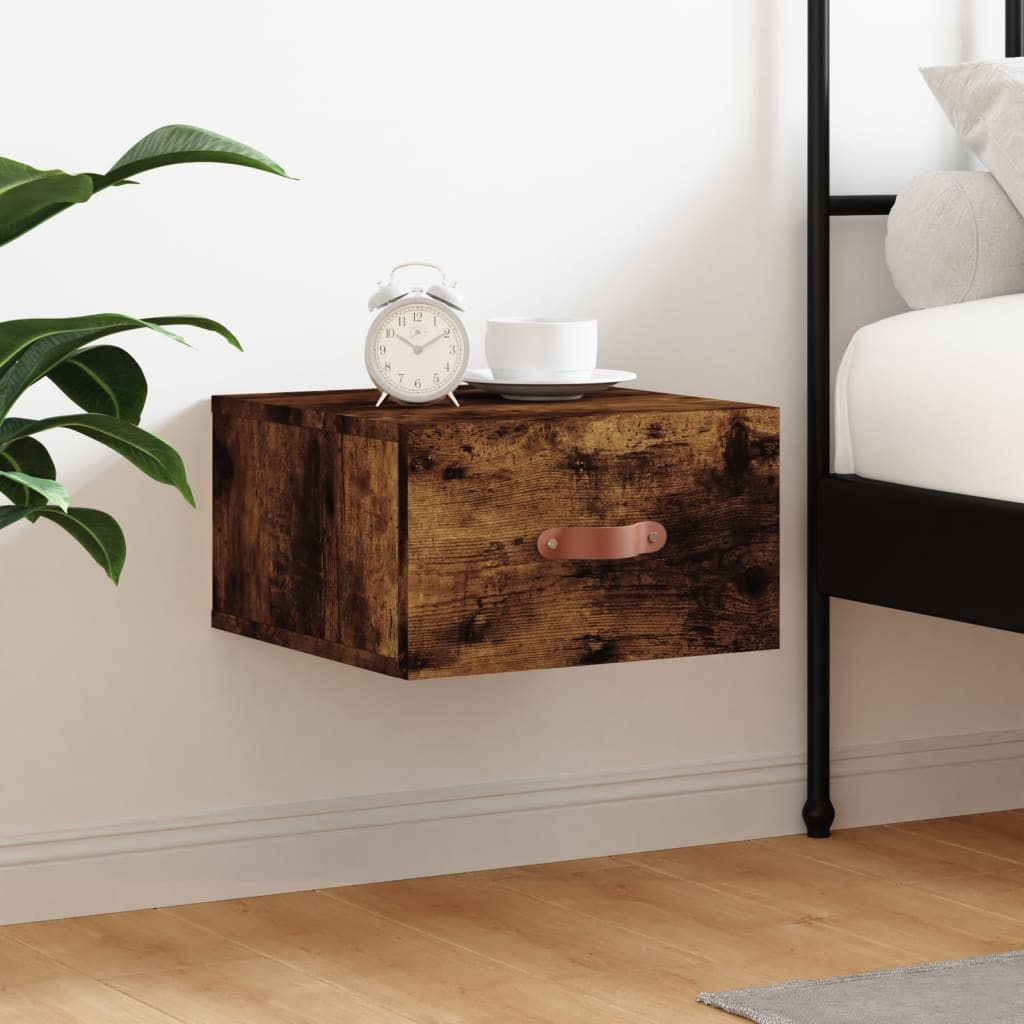 Wall-mounted Bedside Cabinet Smoked Oak 35x35x20 cm