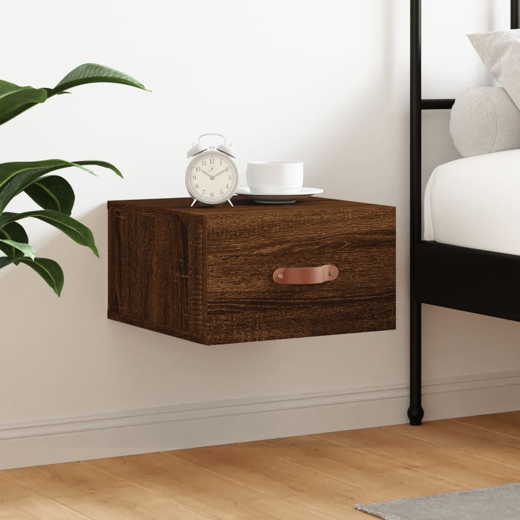 Wall-mounted Bedside Cabinet Brown Oak 35x35x20 cm