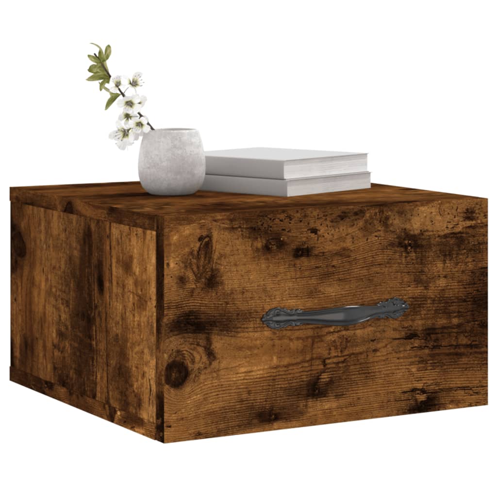 Wall-mounted Bedside Cabinet Smoked Oak 35x35x20 cm