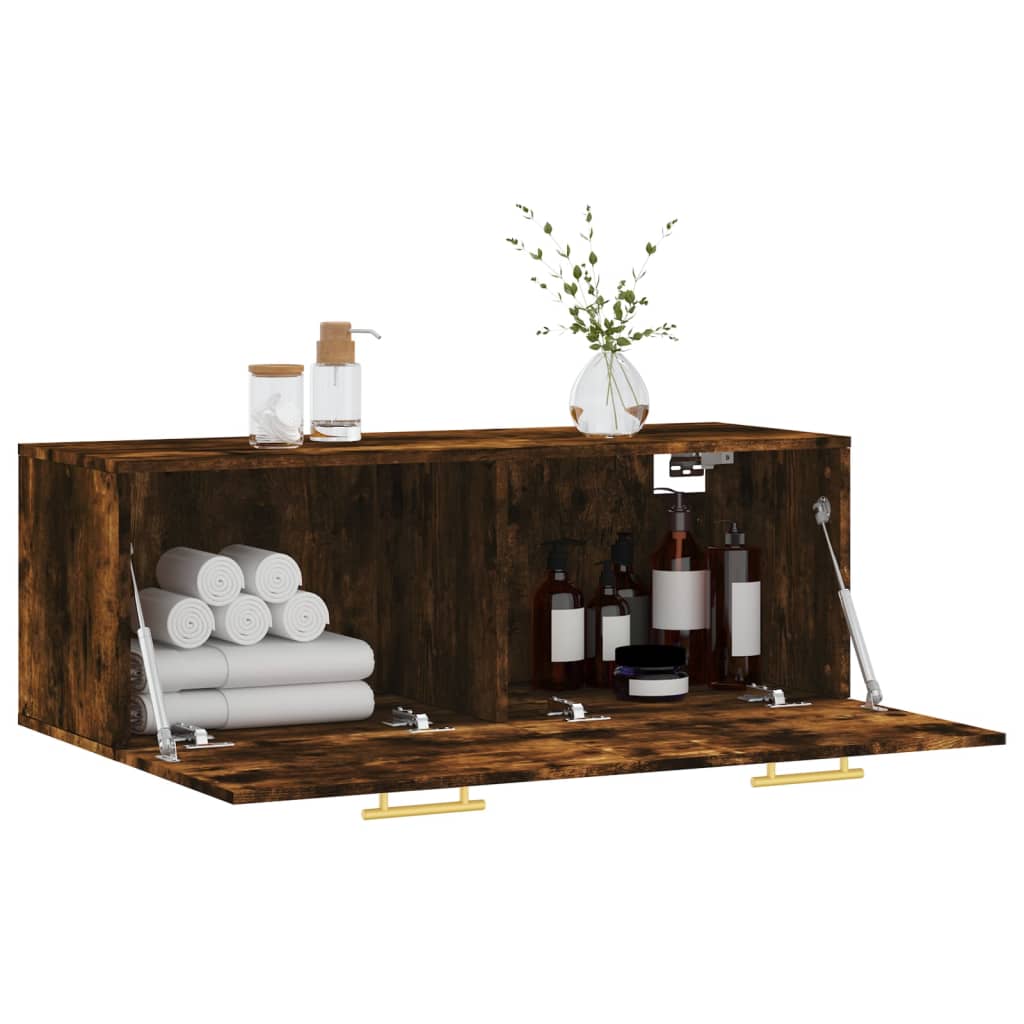 Wall Cabinet Smoked Oak 100x36.5x35 cm Engineered Wood