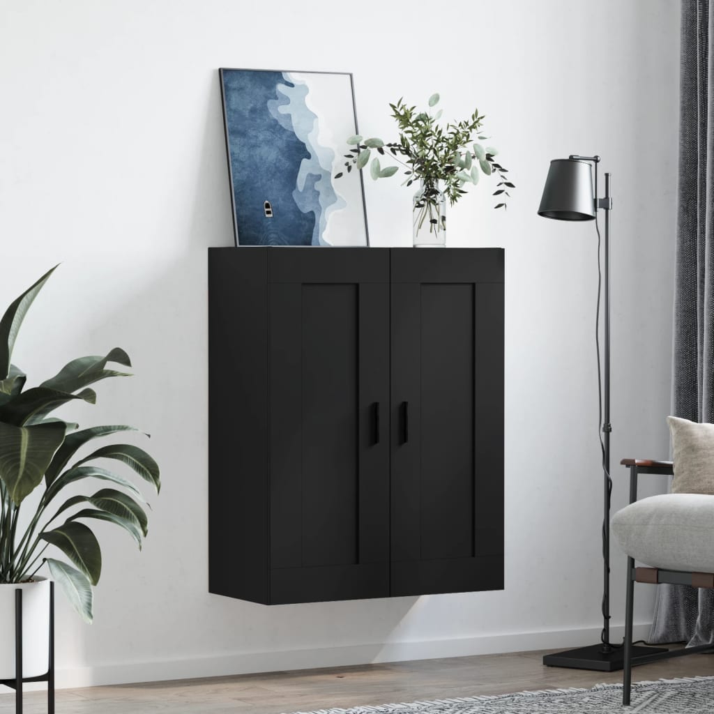 Wall Mounted Cabinet Black 69.5x34x90 cm Engineered Wood
