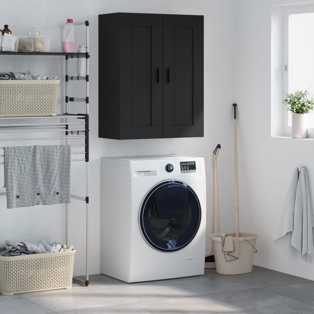 Wall Mounted Cabinet Black 69.5x34x90 cm Engineered Wood
