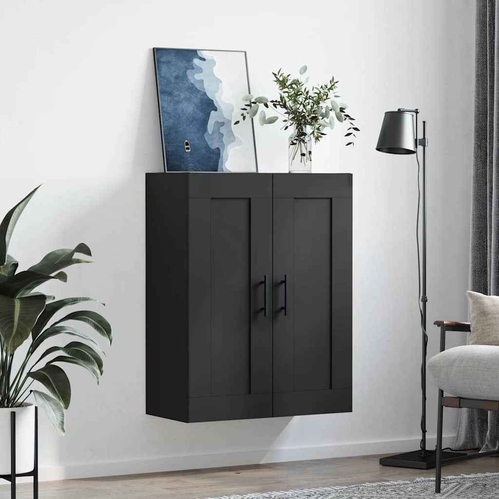 Wall Mounted Cabinet Black 69.5x34x90 cm Engineered Wood