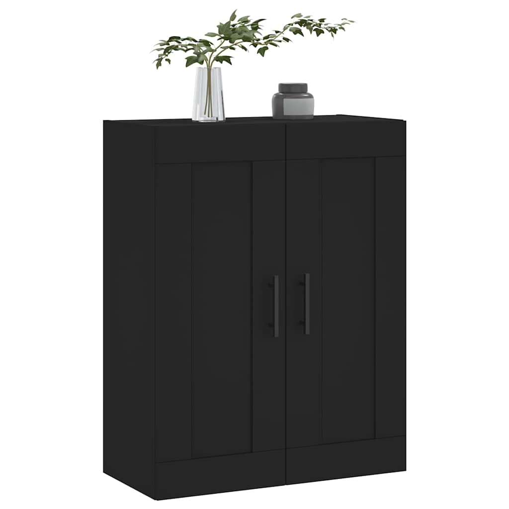 Wall Mounted Cabinet Black 69.5x34x90 cm Engineered Wood