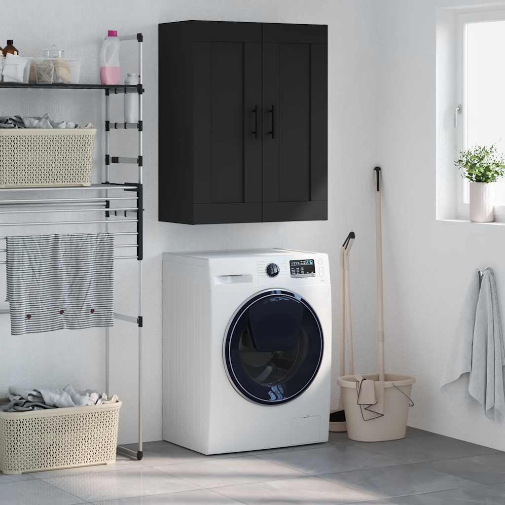 Wall Mounted Cabinet Black 69.5x34x90 cm Engineered Wood