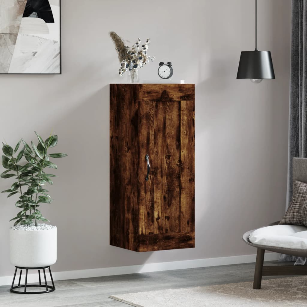 Wall Mounted Cabinet Smoked Oak 34.5x34x90 cm Engineered Wood