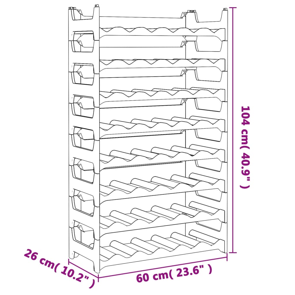 Wine Rack for 48 Bottles PP Stackable