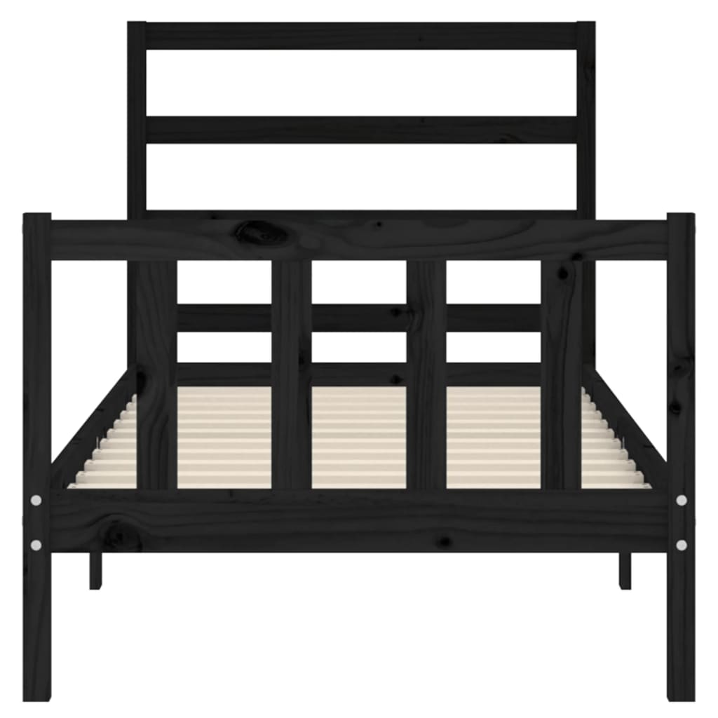 Bed Frame without Mattress Black Small Single Solid Wood Pine