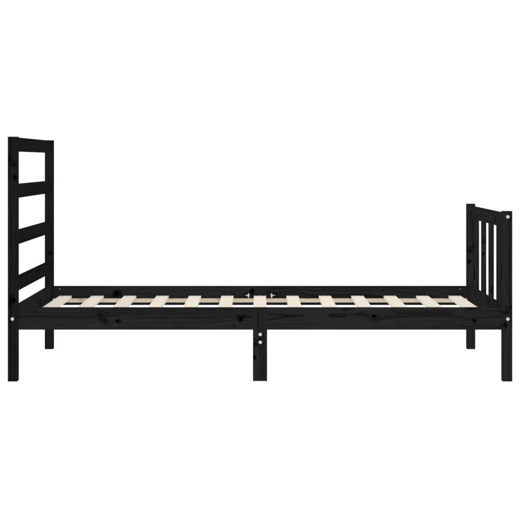 Bed Frame without Mattress Black Small Single Solid Wood Pine