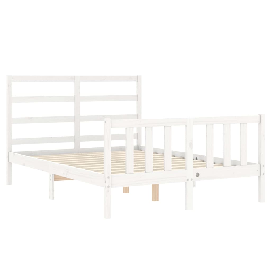 Bed Frame without Mattress White Small Double Solid Wood Pine