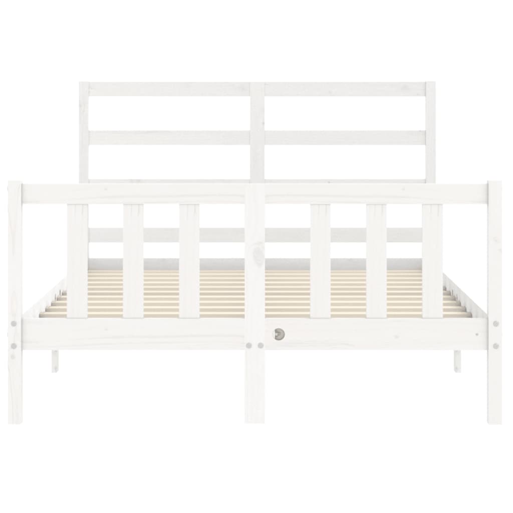 Bed Frame without Mattress White Small Double Solid Wood Pine