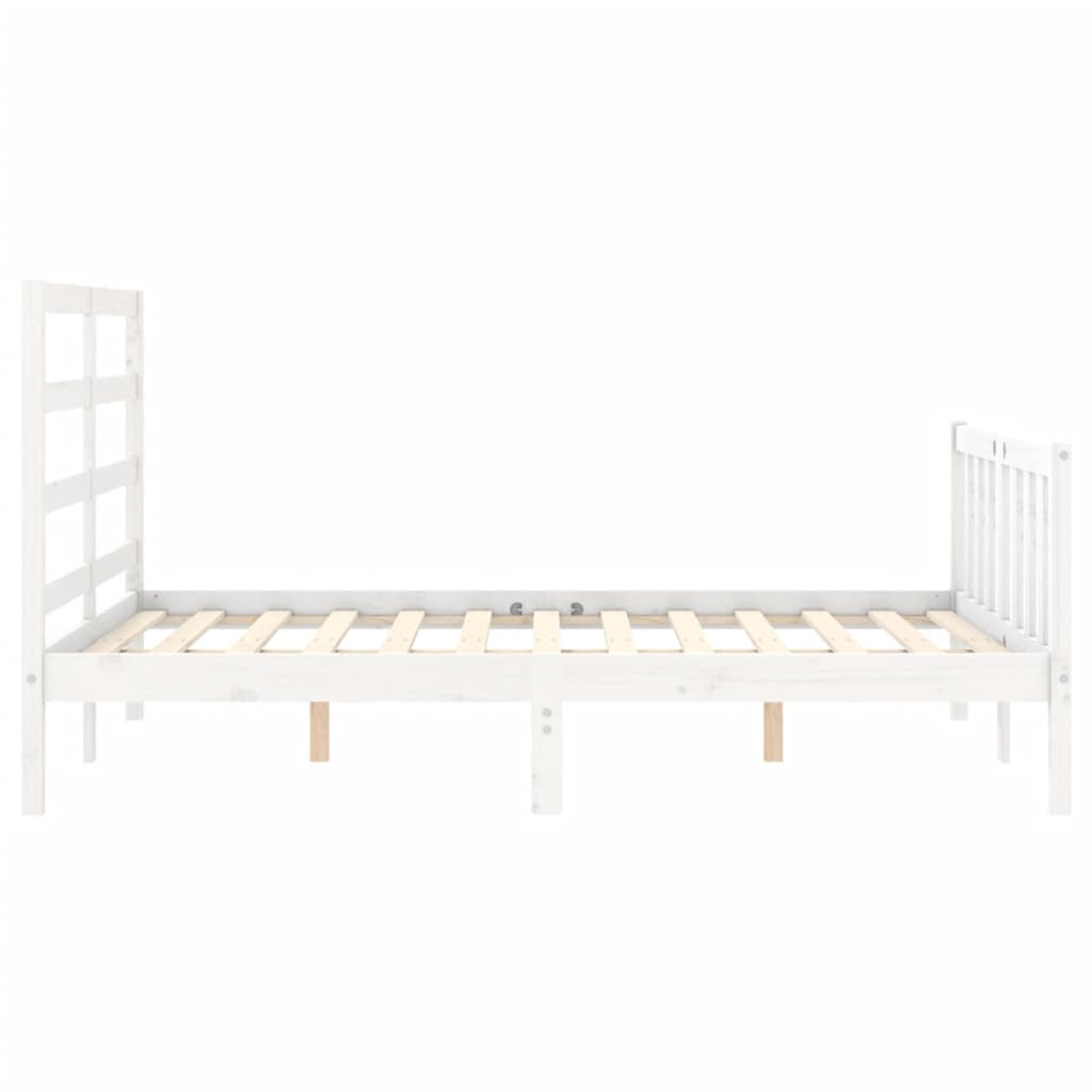 Bed Frame without Mattress White Small Double Solid Wood Pine
