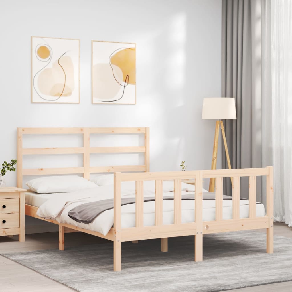 Bed Frame without Mattress Double Solid Wood Pine