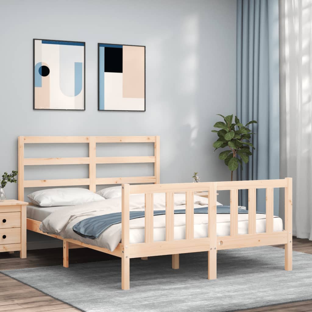 Bed Frame without Mattress Double Solid Wood Pine