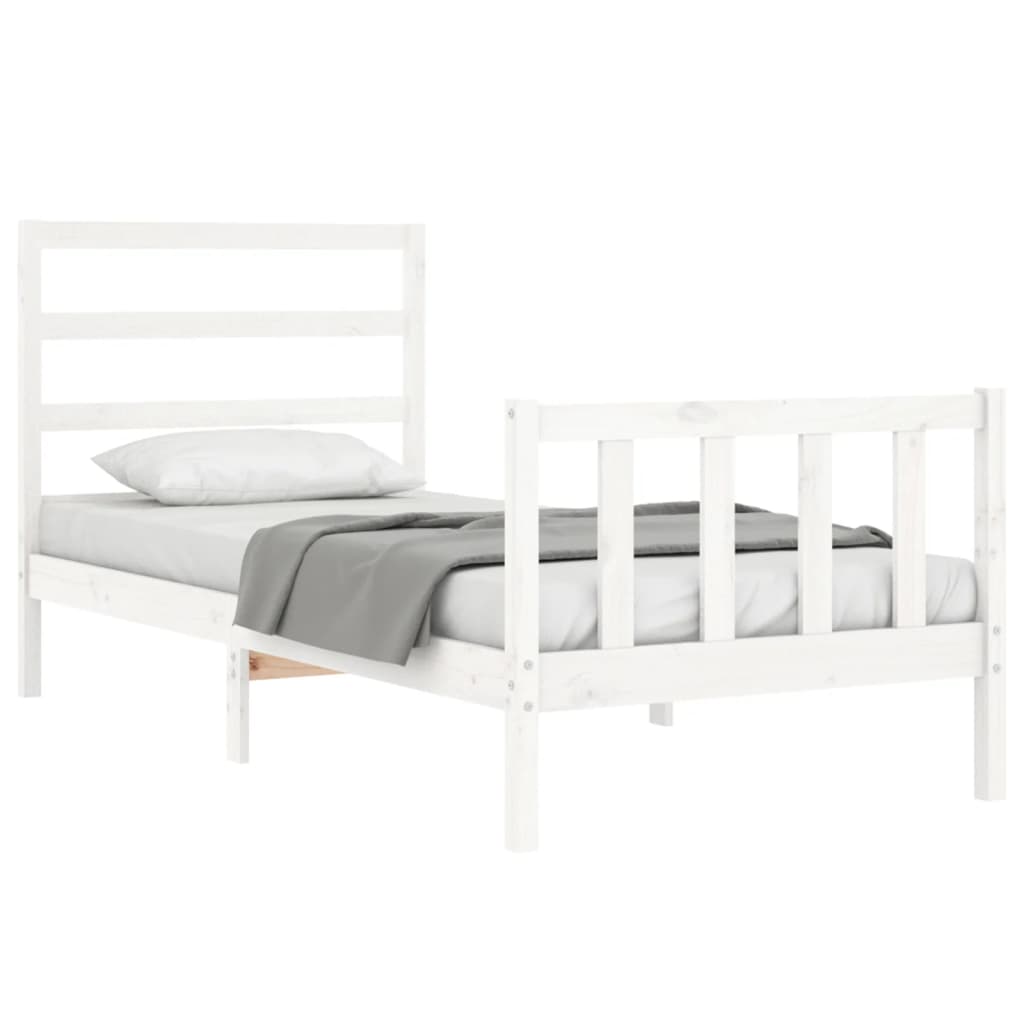 Bed Frame without Mattress White 90x200 cm Solid Wood Pine