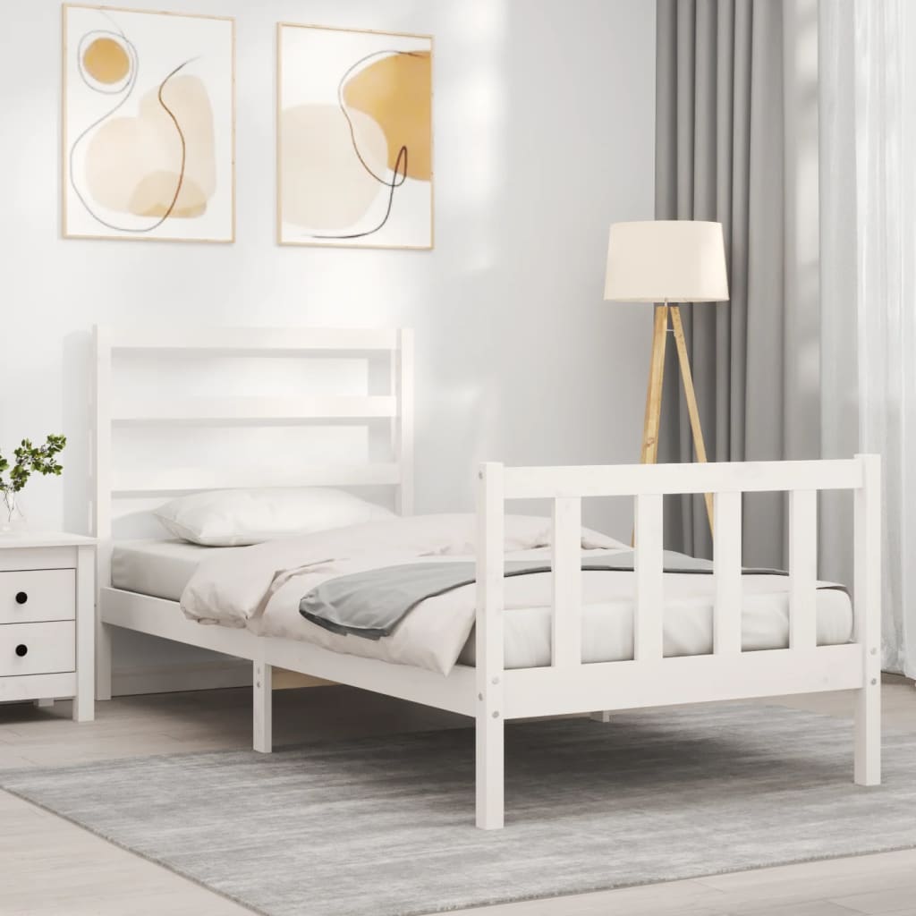 Bed Frame without Mattress White 90x200 cm Solid Wood Pine