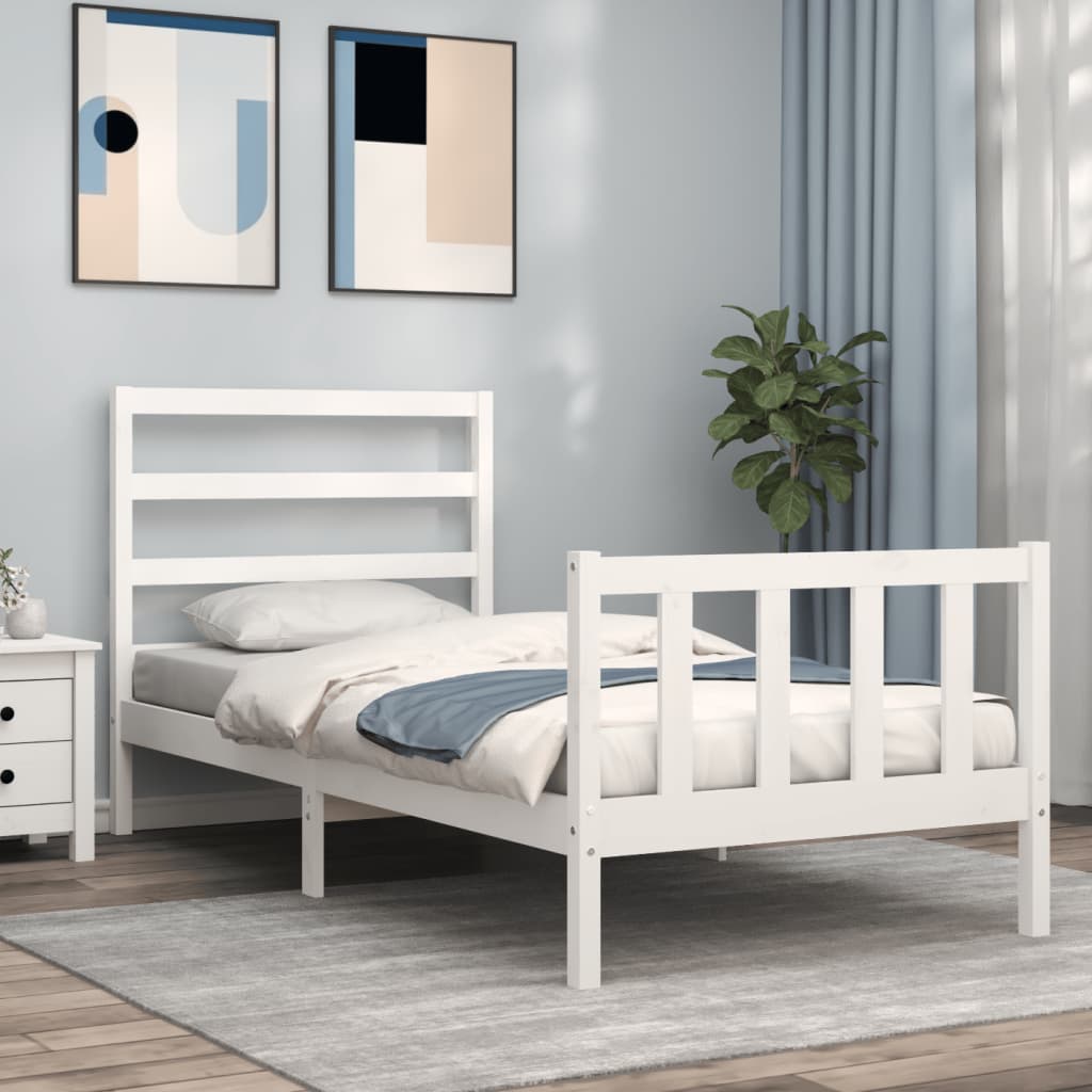 Bed Frame without Mattress White 90x200 cm Solid Wood Pine
