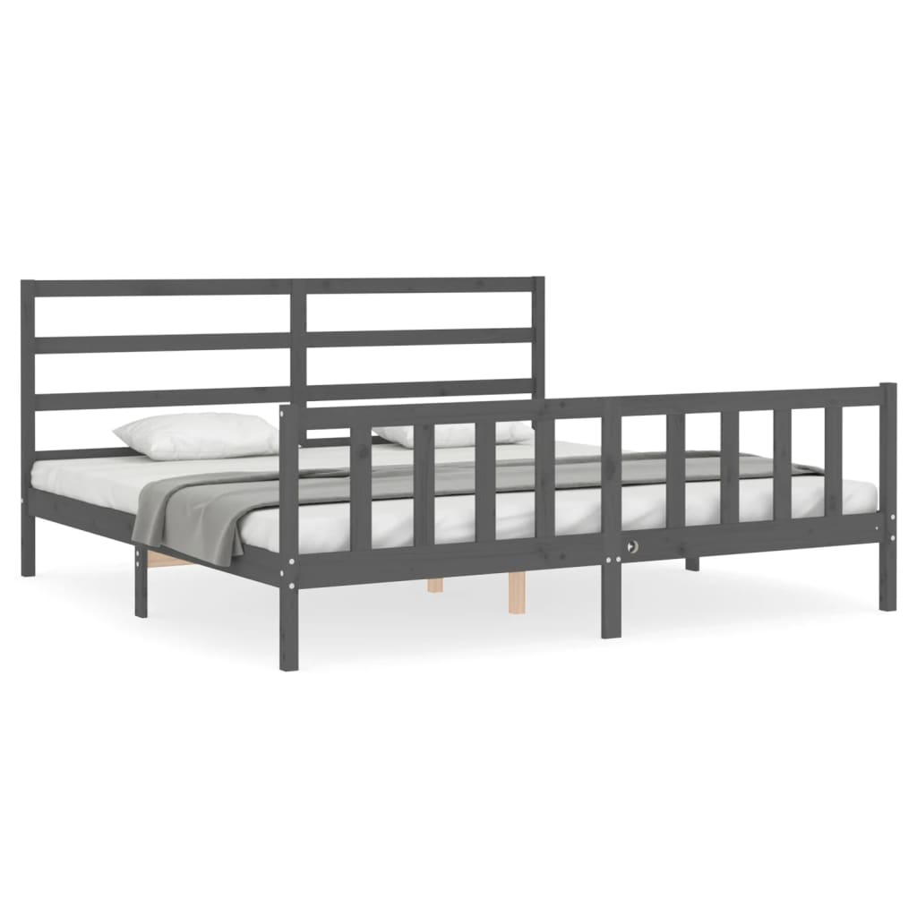Bed Frame without Mattress Grey 200x200 cm Solid Wood Pine