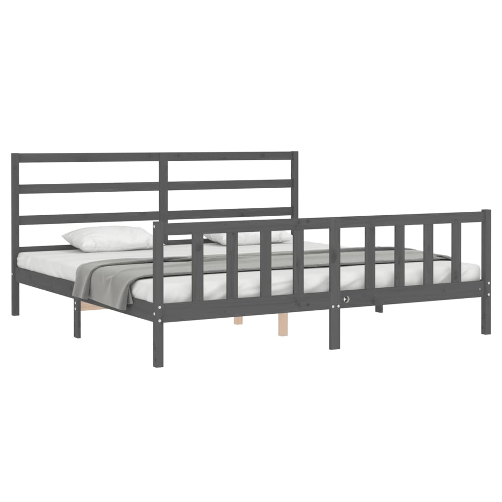 Bed Frame without Mattress Grey 200x200 cm Solid Wood Pine
