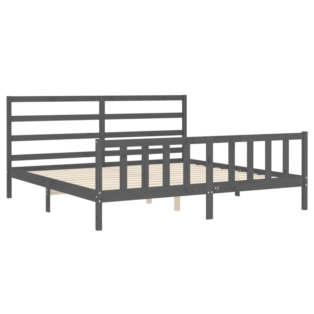 Bed Frame without Mattress Grey 200x200 cm Solid Wood Pine