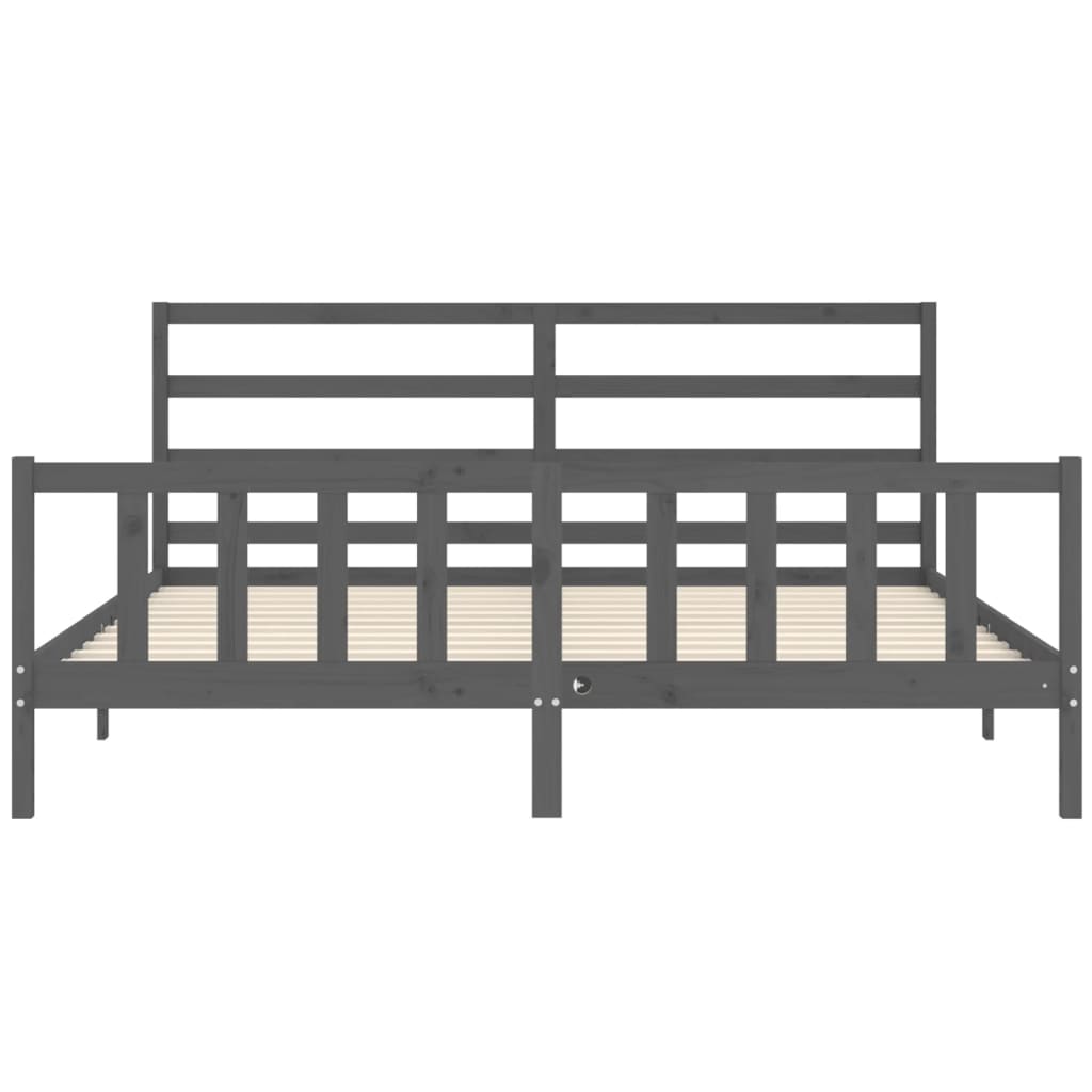 Bed Frame without Mattress Grey 200x200 cm Solid Wood Pine