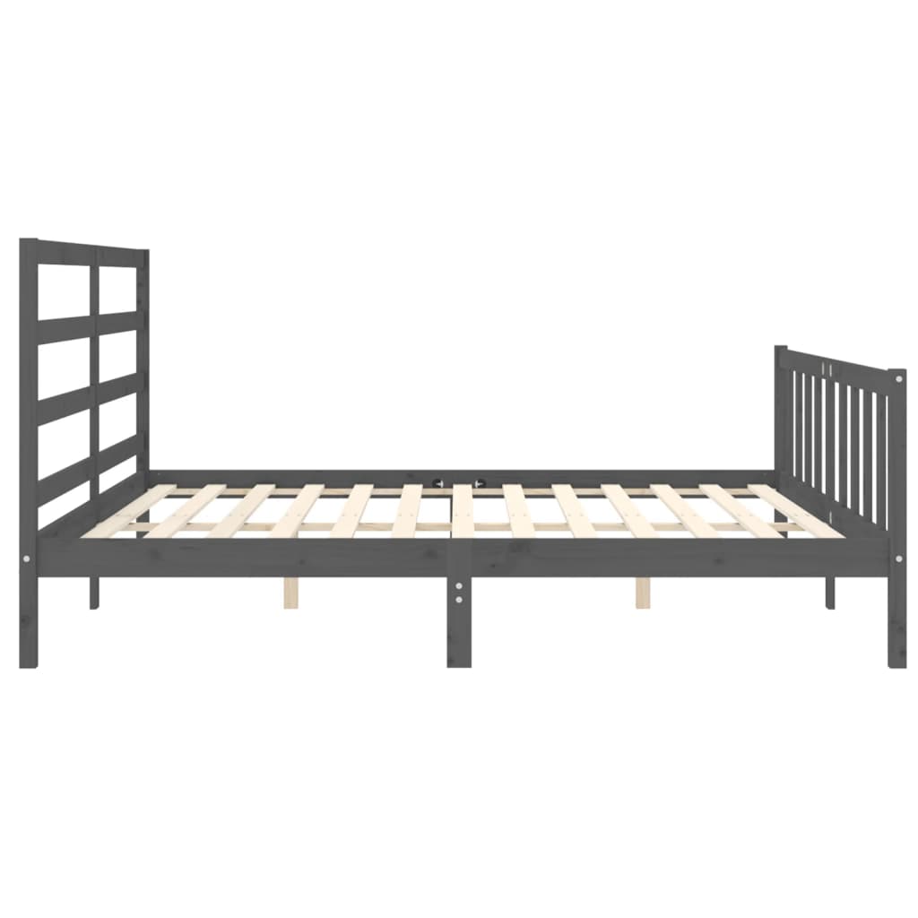 Bed Frame without Mattress Grey 200x200 cm Solid Wood Pine