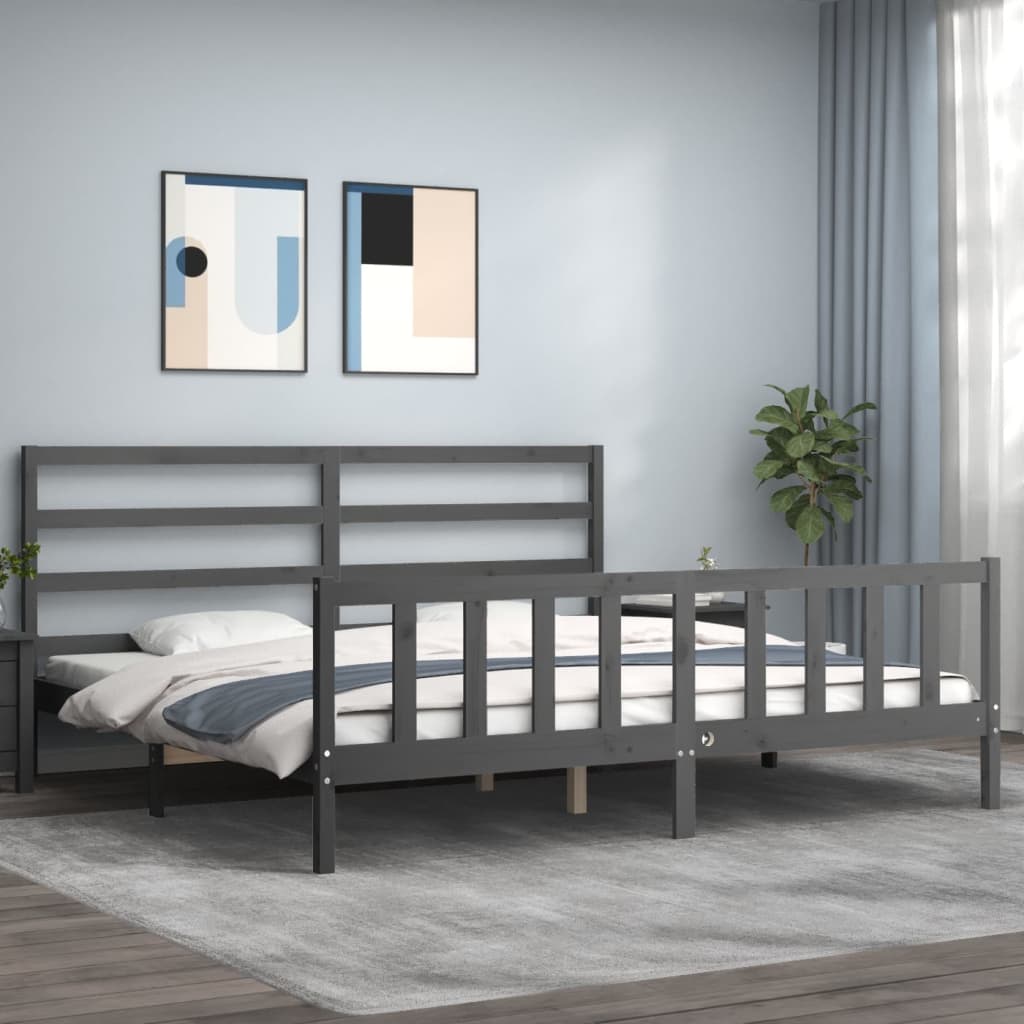 Bed Frame without Mattress Grey 200x200 cm Solid Wood Pine