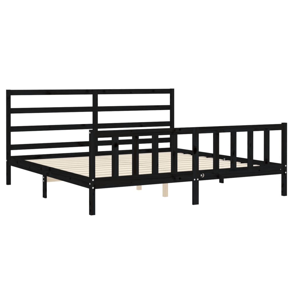 Bed Frame without Mattress Black 200x200 cm Solid Wood Pine