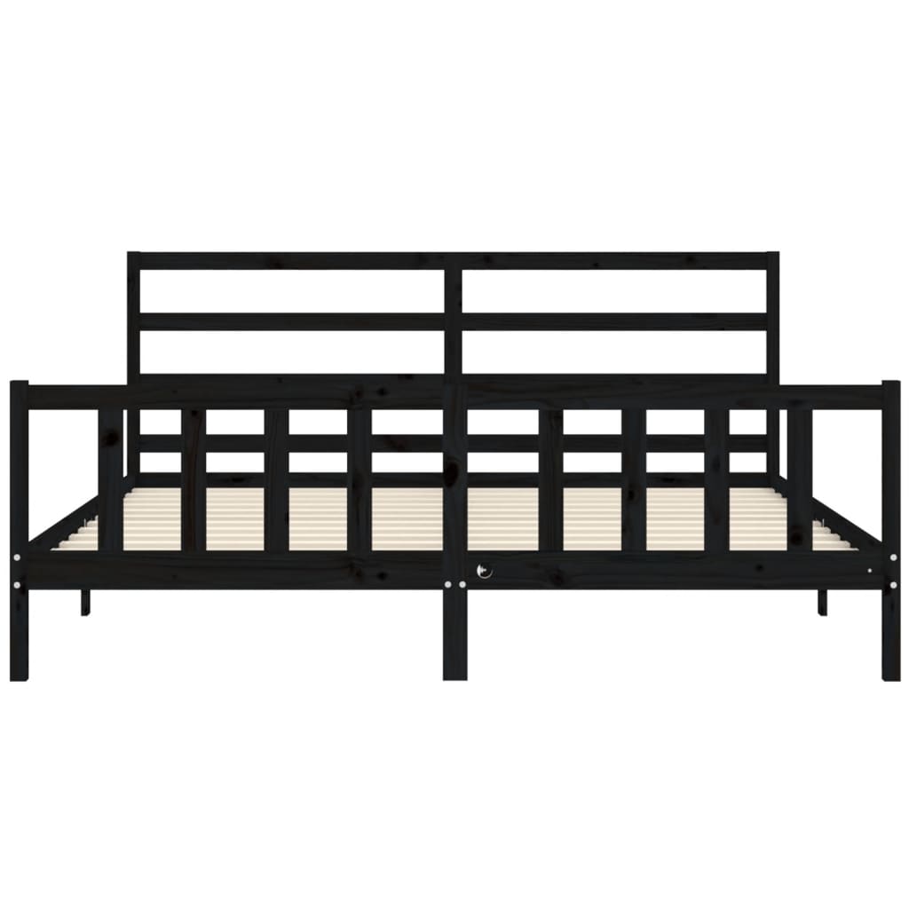 Bed Frame without Mattress Black 200x200 cm Solid Wood Pine